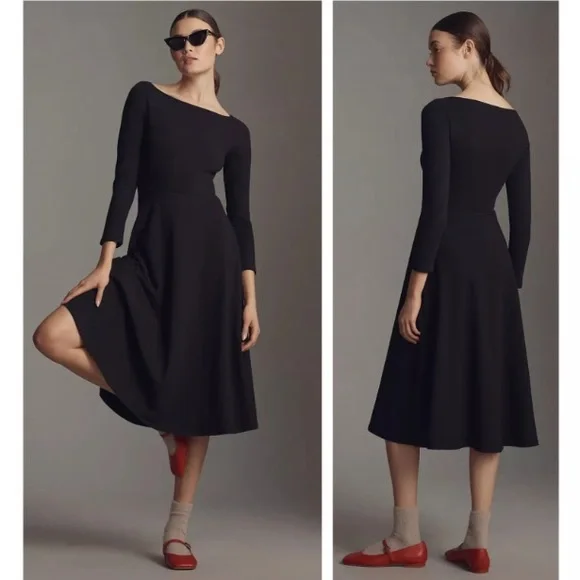 Reformation Wiley Stretch Organic Cotton Blend Fit & Flare Midi Dress Size XS - Picture 3 of 16